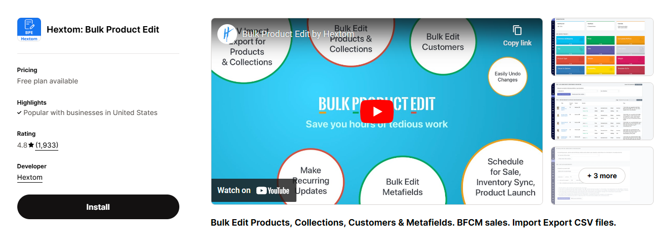 Hextom: Bulk Product Edit